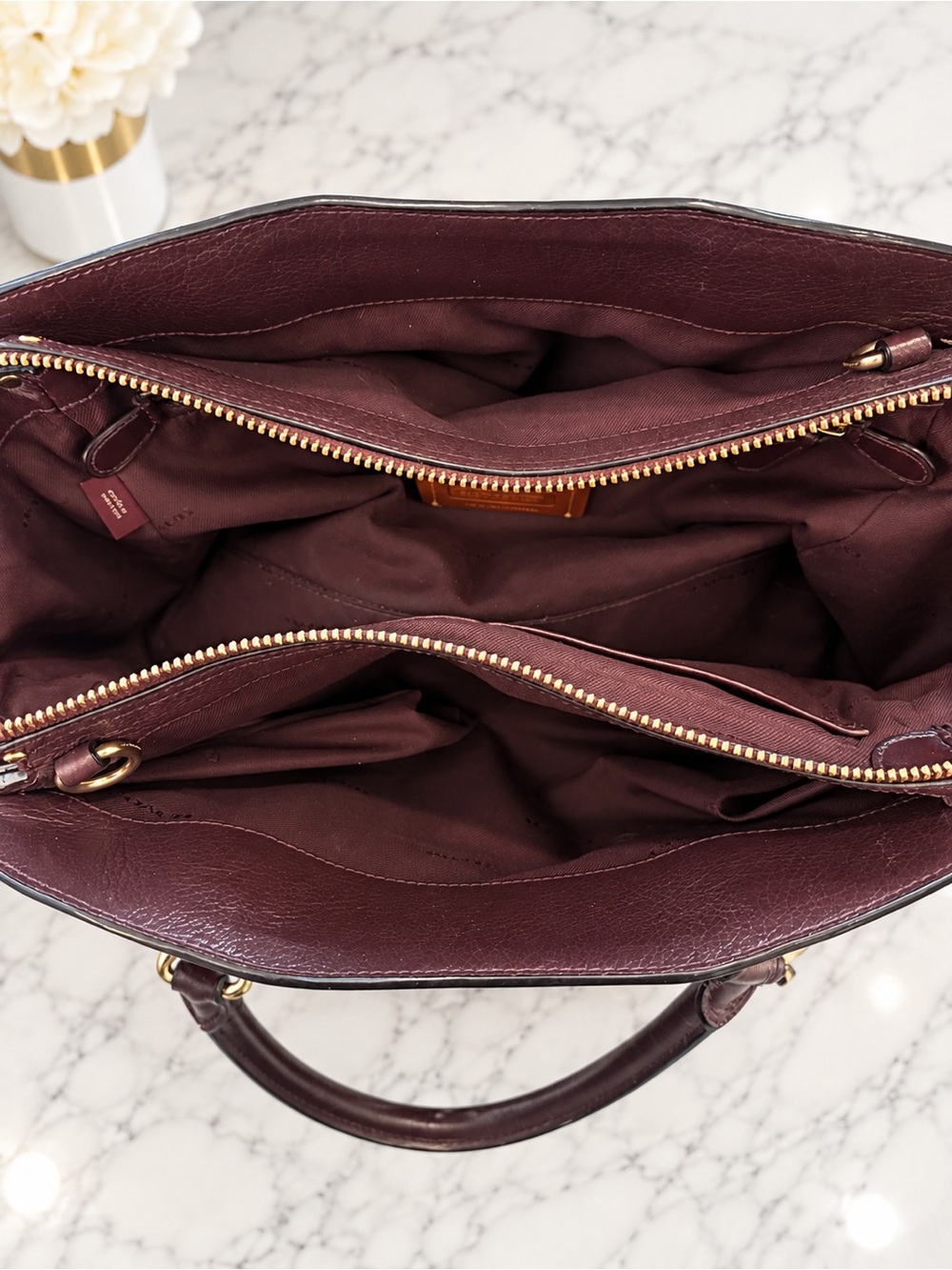 Coach Dark Brown/Burgundy Leather & Suede Satchel + Coordinating Wristlet - Picture 8 of 14